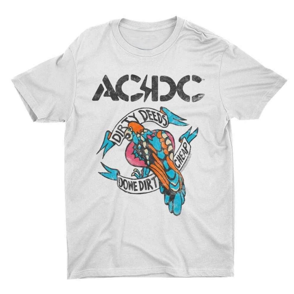 Colorful Dirty Deeds Done Dirt Cheap Tattoo Tee